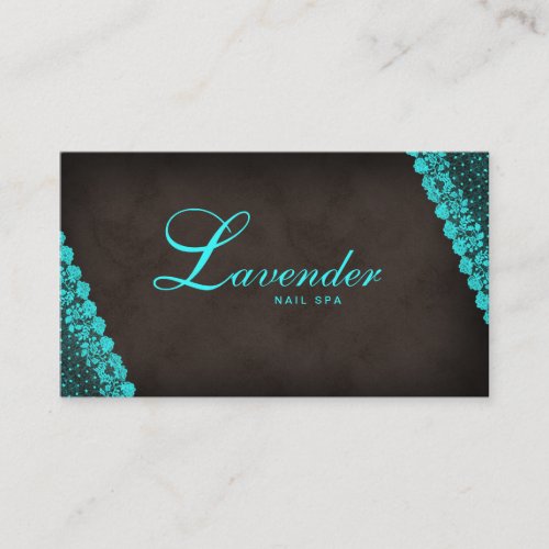 Beauty Business Card Lace Nail Salon Blue