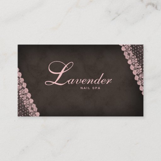 Customizable Beauty Business Card Lace Nail Salon Pink