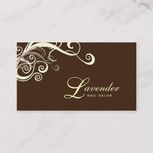 Customizable Beauty Business Card Modern Swirl Nail Salon Cream