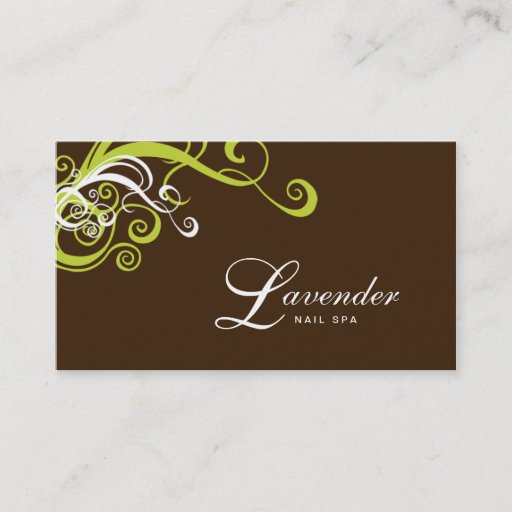 Customizable Beauty Business Card Modern Swirl Nail Salon Green