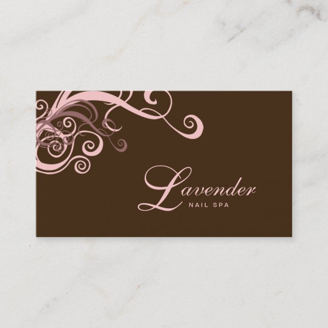 Beauty Business Card Modern Swirl Nail Salon Pi (Front)