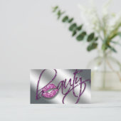 Beauty Business Card Pink Sparkle Lips Purple (Standing Front)