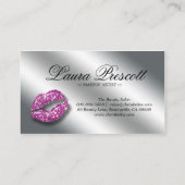 Beauty Business Card Pink Sparkle Lips Purple (Back)