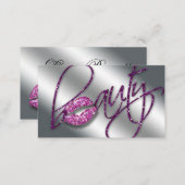 Beauty Business Card Pink Sparkle Lips Purple (Front/Back)