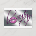 Beauty Business Card Pink Sparkle Lips Purple
