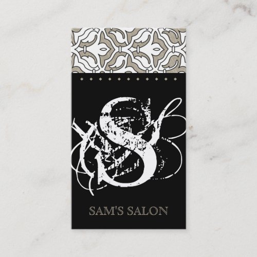 Beauty Business Card Retro Damask Beige