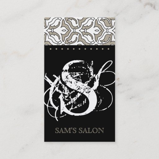 Customizable Beauty Business Card Retro Damask Beige