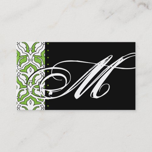 Beauty Business Card Retro Damask Green