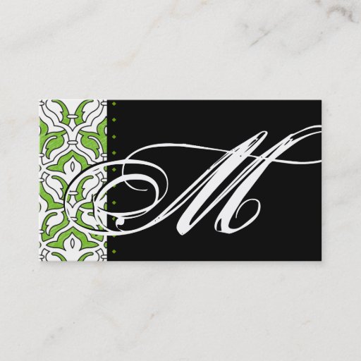 Customizable Beauty Business Card Retro Damask Green