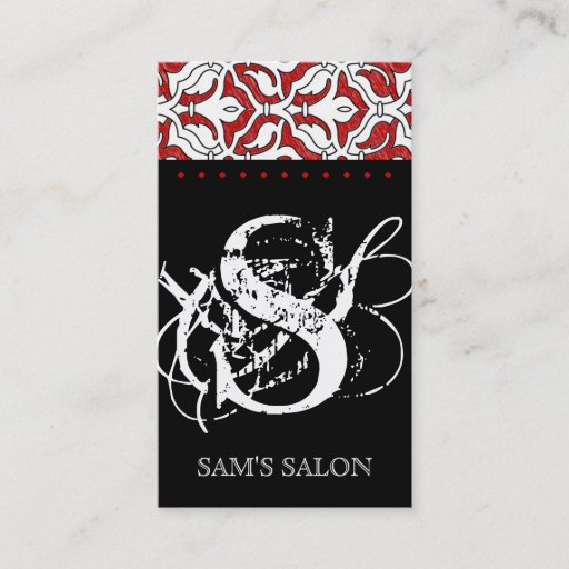 Customizable Beauty Business Card Retro Damask Red