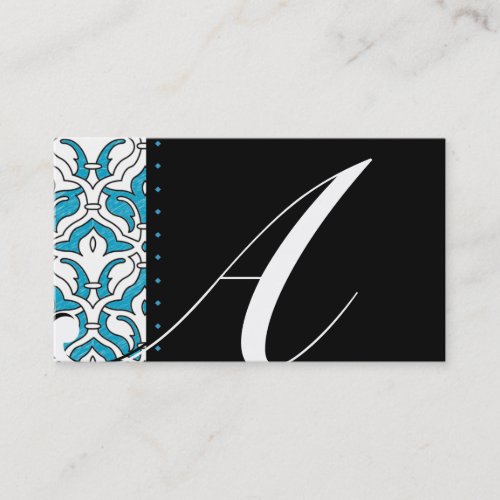 Beauty Business Card Retro Damask Turquoise Blue