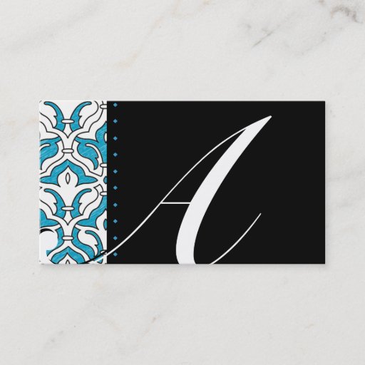 Customizable Beauty Business Card Retro Damask Turquoise Blue