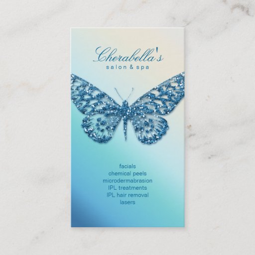 Customizable Beauty Business Card Salon Butterfly Blue