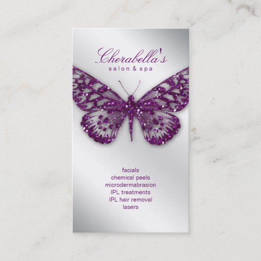 Customizable Beauty Business Card Salon Butterfly Purple Light