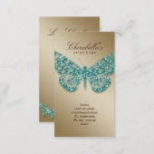 Beauty Business Card Salon Butterfly Teal Gold (Front/Back)
