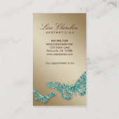Beauty Business Card Salon Butterfly Teal Gold (Back)