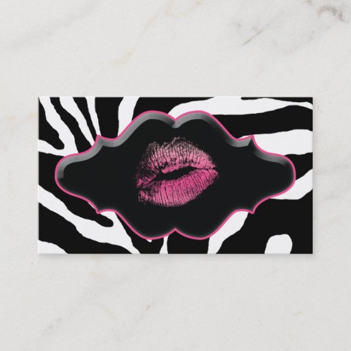 Customizable Beauty Business Cards Animal Zebra Pink Lips