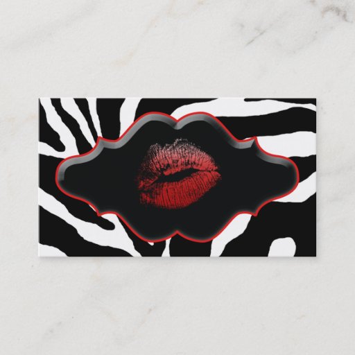 Customizable Beauty Business Cards Animal Zebra Red Lips