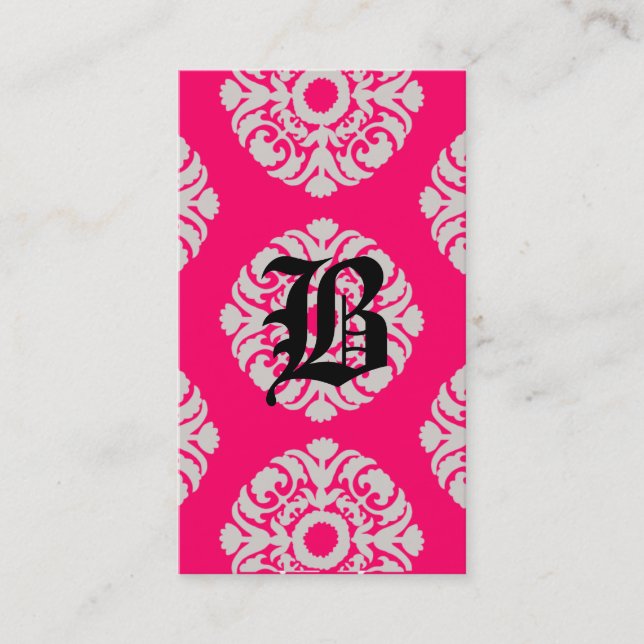 Beauty Business Cards Damask Monogram (Front)