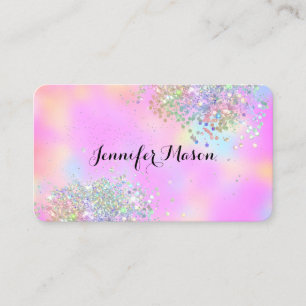 Beauty Business Elegant Holographic Glitter Pink Card