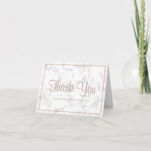 Beauty Business Modern Marble Rose Gold Elegant Letterpress Thank You Card