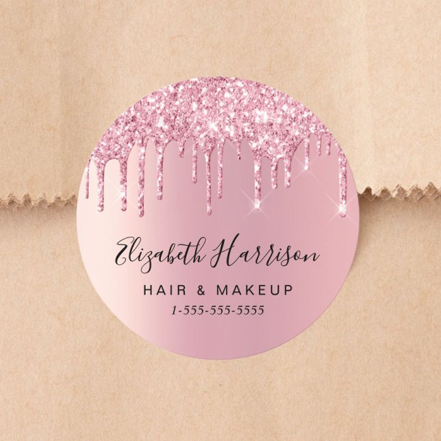 Beauty Business Pink Glitter Classic Round Sticker (Beauty Business Pink Glitter Classic Round Sticker)