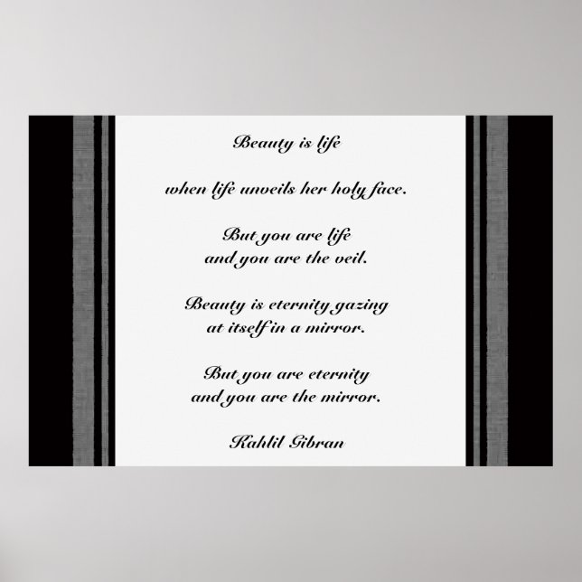 Beauty by Kahlil Gibran Poster (Front)