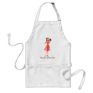 Beauty Cake WIth Rose Orange Dress Adult Apron