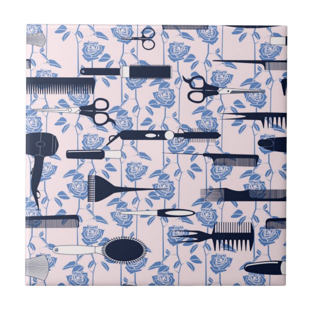 Beauty Care Blue Rose Pattern Ceramic Tile (Front)