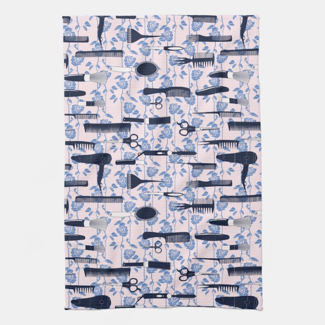 Beauty Care Blue Rose Pattern Kitchen Towel (Vertical)