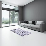 Beauty Care Blue Rose Pattern Rug