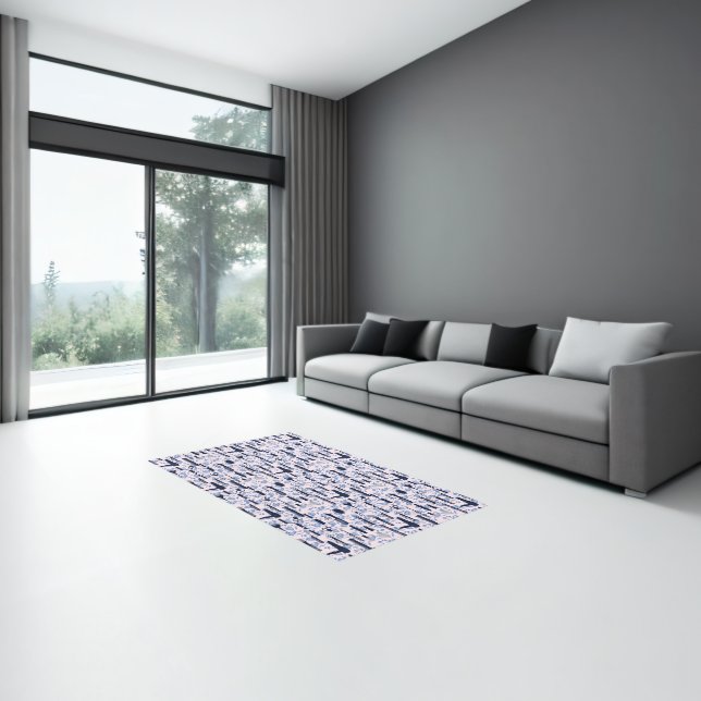Beauty Care Blue Rose Pattern Rug (Insitu (Indoor 3))