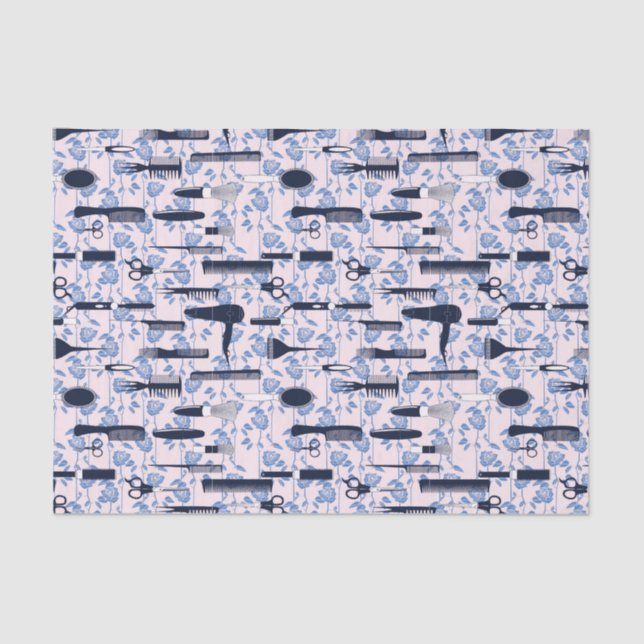 Beauty Care Blue Rose Pattern Tissue Paper (Front)