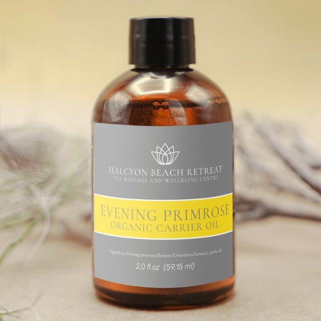 Beauty carrier oil product gray yellow label (Creator Uploaded)