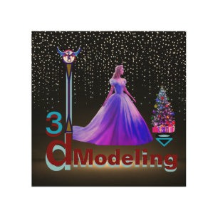 Beauty Cinderella 3D Modelling - 8"x8"  Wood Wall Art