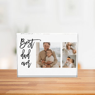 Beauty Collage Photo Best Dad Ever Gift Block