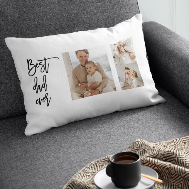 Beauty Collage Photo Best Dad Ever Gift Lumbar Pillow (Creator Uploaded)