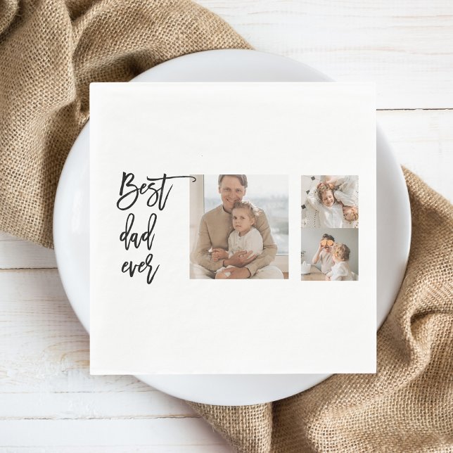 Beauty Collage Photo Best Dad Ever Gift Napkins (Creator Uploaded)