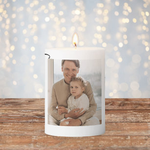 Beauty Collage Photo Best Dad Ever Gift Pillar Candle