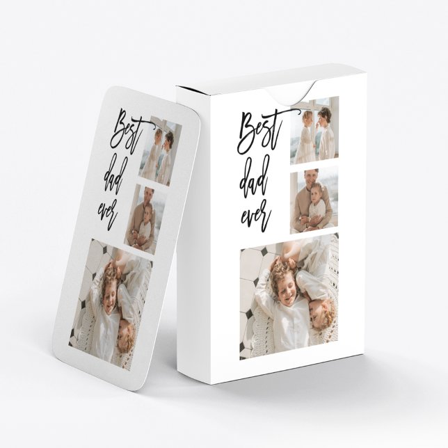 Beauty Collage Photo Best Dad Ever Gift Poker Cards (Creator Uploaded)