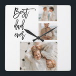 Beauty Collage Photo Best Dad Ever Gift Square Wall Clock<br><div class="desc">Beauty Collage Photo Best Dad Ever Gift is a personalized gift that combines beauty and sentimental value to create a meaningful present for your dad. The gift is a collage of carefully selected photos of you and your dad, arranged in a beautiful and artistic way. The photos could be of...</div>