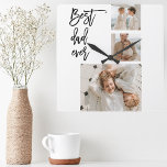 Beauty Collage Photo Best Dad Ever Gift Square Wall Clock<br><div class="desc">Beauty Collage Photo Best Dad Ever Gift is a personalized gift that combines beauty and sentimental value to create a meaningful present for your dad. The gift is a collage of carefully selected photos of you and your dad, arranged in a beautiful and artistic way. The photos could be of...</div>