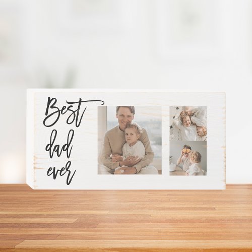 Beauty Collage Photo Best Dad Ever Gift Wooden Box Sign