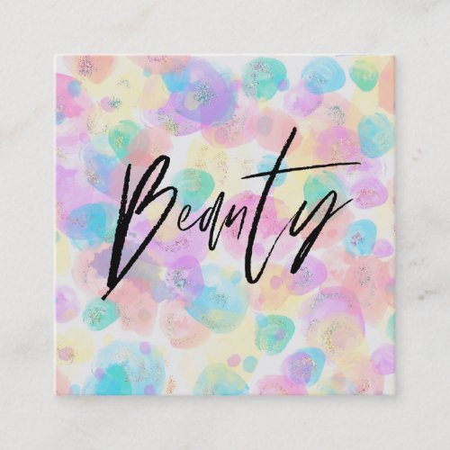  BEAUTY Colorful Pastel Rainbow Modern Abstract Square Business Card