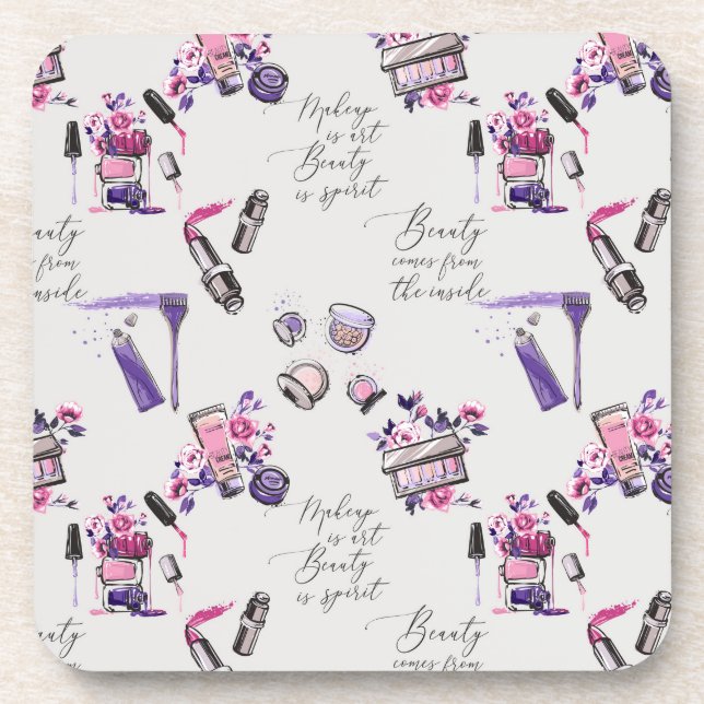 Beauty Comes From The Inside Pattern Beverage Coaster (Front)