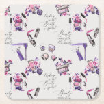 Beauty Comes From The Inside Pattern Square Paper Coaster