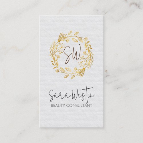 Beauty Consultant Beautician Flower Monogram Business Card