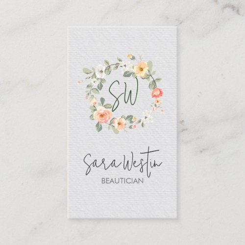 Beauty Consultant Beautician Flower Monogram Business Card