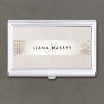 Beauty Consultant Chic Monogram & Name Sequin Case For Business Cards<br><div class="desc">Festive and glamorous, this retro inspired business card is perfect for entertainment professionals whether it be an event coordinator, fashion stylist or makeup artist. Digital image of sparkly silver sequin on beige linen background. Digital image of tan linen background, sequins are NOT real. A flashy girlie card case perfect for...</div>