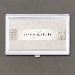 Beauty Consultant Chic Monogram &amp; Name Sequin Case For Business Cards